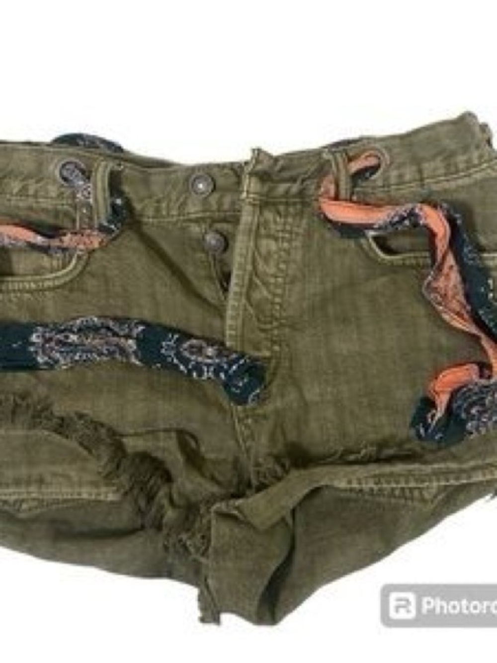 Free People "We The Free" olive green denim shorts
